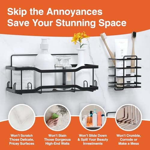Tribal Cooking Shower Caddy 4 Set 40LB Capacity Black Matte