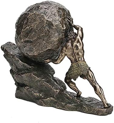Veronese Design 8 18 Inch Sisyphus and The Eternal Boulder Bronze Finish Statue