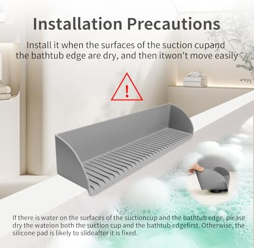 BUQ Splash Guard for Bathtub - 4 Suction Cups Gray 1 Pack