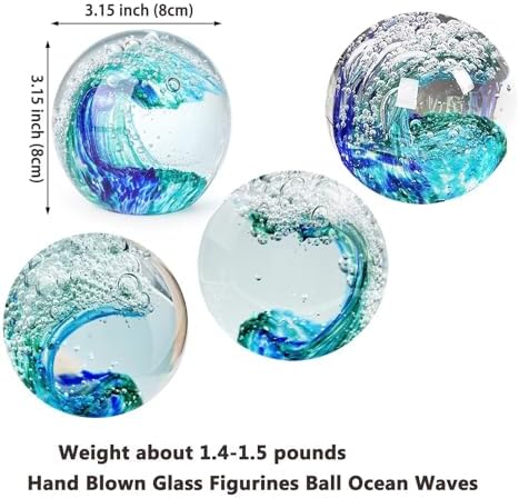 Decorative Crystal Ball Ocean Waves Blown Glass Sea Art