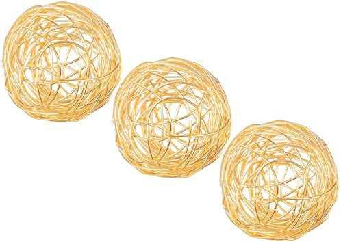 CLEENTABLE 3-Piece Gold Metal Decorative Spheres