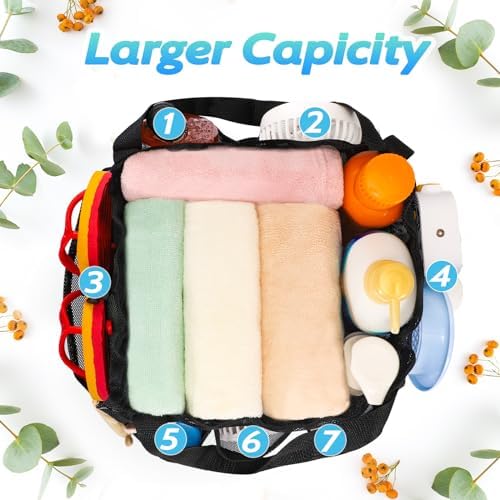 Famichan Mesh Shower Caddy Portable with Drawstring - Black