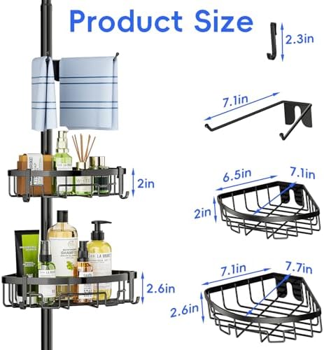 Coonoor Corner Shower Caddy with Tension Pole - 4-Tier Rustproof Organizer
