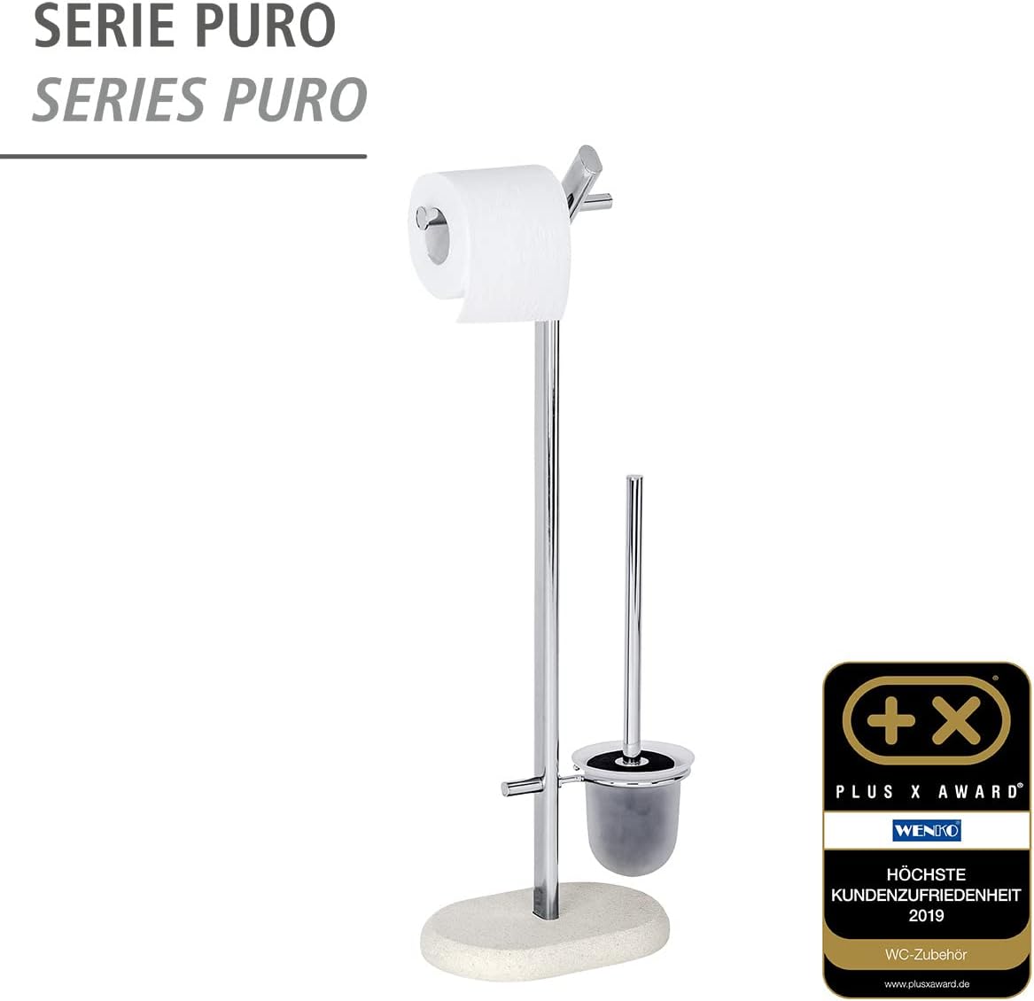 WENKO Free Standing Toilet Brush Holder Steel Beige