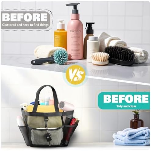 Ellipse Mesh Shower Caddy with 8 Pockets Portable for Dorm Room Travel Gym Beach