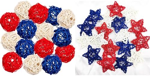 GuassLee 4th of July Decorative Balls 18pcs Red White Blue
