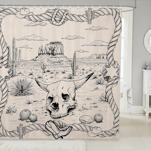 Bull Skull Shower Curtain Set 72x78 for Home