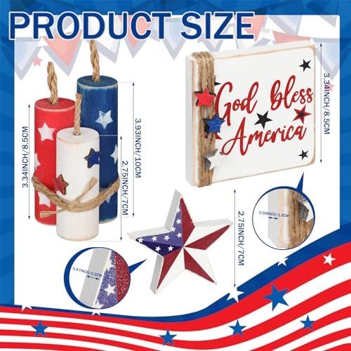 Amyhill 5 Pcs 4th of July Wood Centerpieces
