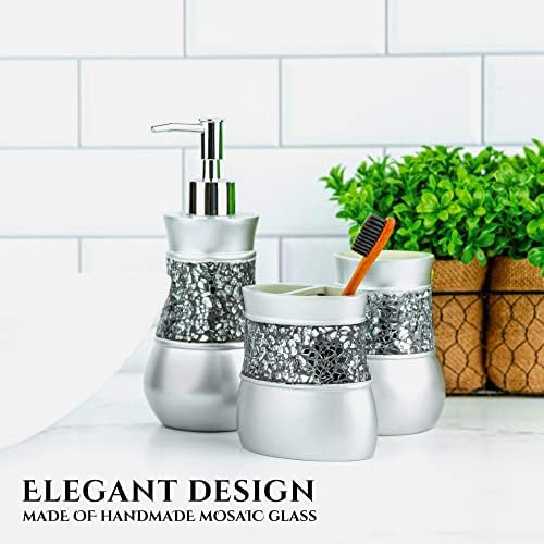 Crackled Glass Bathroom Tumbler - Stylish Water Mouthwash Holder