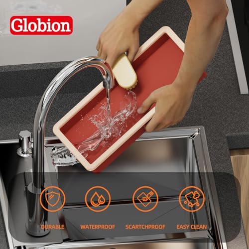 Globion Shatterproof Silicone Vanity Tray for Bathroom and Kitchen
