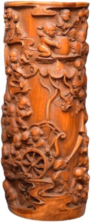 Handcrafted Boxwood Children Brush Pot Sculpture