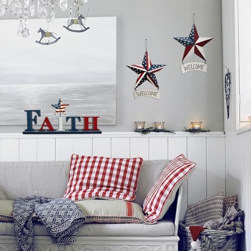 Veclotch Patriotic FAITH Wood Block Sign for 4th of July