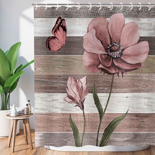 JAWO Teal Floral Shower Curtain Set 72x72 with 12 Hooks