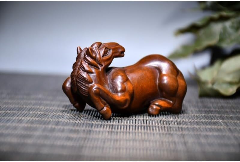 LimpaC Collection Boxwood Zodiac Horse Statue Handcrafted Home Decor