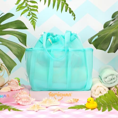 Famichan Mesh Shower Caddy with 8 Pockets Blue
