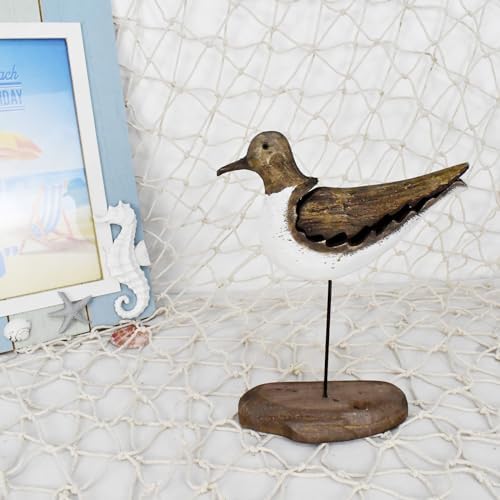Wood Seagull Figurine Nautical Decor Statue