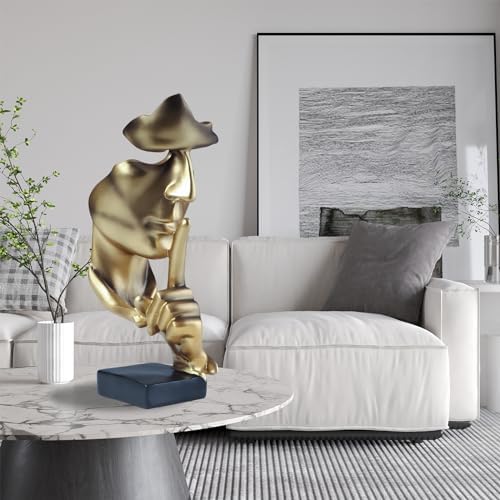 Abboxoo Thinker Statue Large Gold Resin Decor