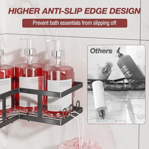 Youvip Adhesive Corner Shower Caddy - 4-Pack Black 1