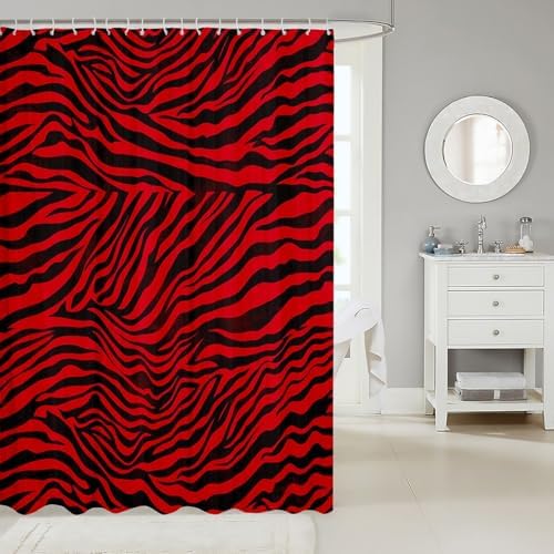 Feelyou Zebra Bath Curtain Set 72x72 Red