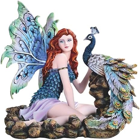 ICE ARMOR 1325 W Fairy with Peacock Statue Figurine