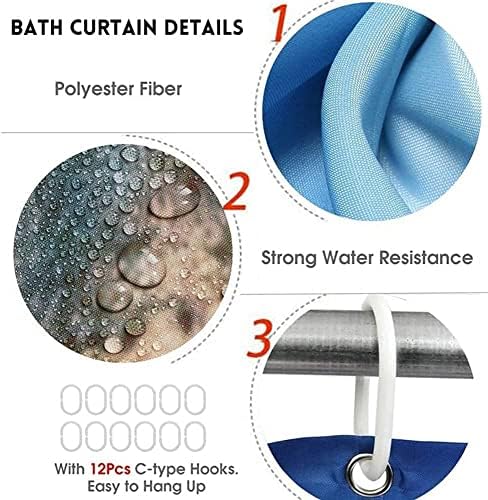 DDS-DUDES Christmas Shower Curtain Set with 12 Hooks