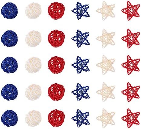 HOMSFOU 30PCS Rattan Decorative Balls for Independence Day