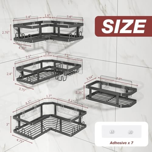 Youvip Adhesive Corner Shower Caddy - 4-Pack Black 1