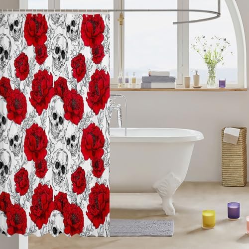 Feelyou Sugar Skull Shower Curtain Set 72x72 Waterproof