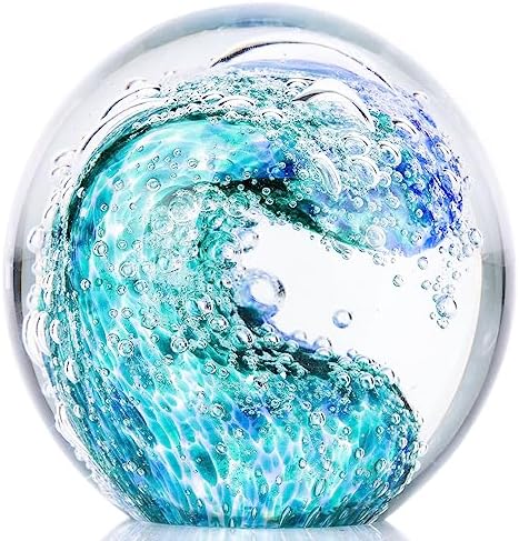 XMGZQ Hand Blown Glass Ocean Waves Figurine