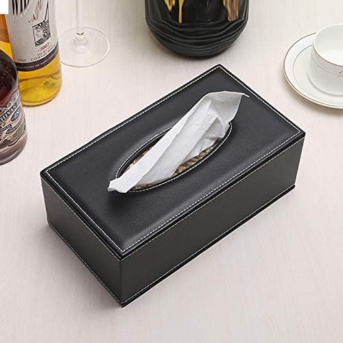 RHCSZ High-end PU Leather Tissue Box Holder Black