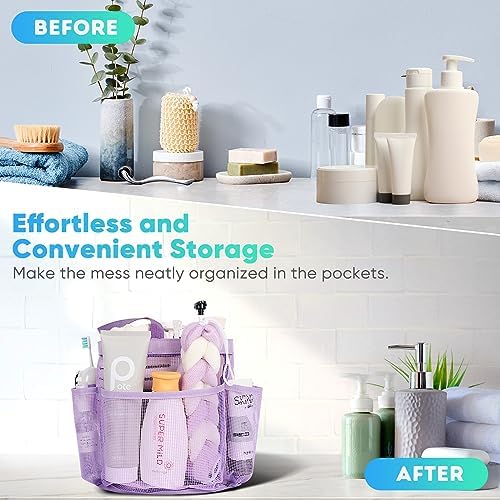 EUDELE Mesh Shower Caddy with 8 Pockets and Oxford Base - Portable for Dorm Beach Gym