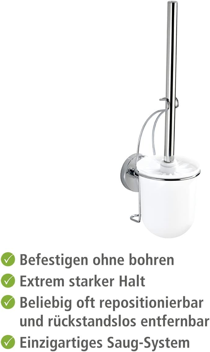 Wenko Vacuum-Loc Wall Toilet Brush Set Silver