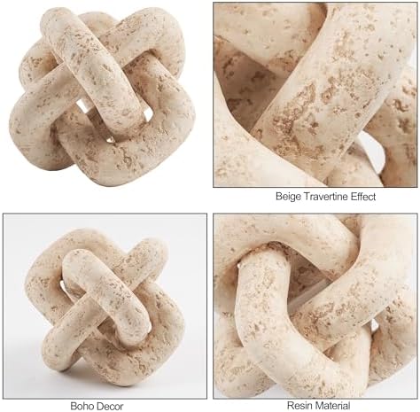 DN DECONATION 3 Link Knot Decor Beige Resin Coffee Table Accent