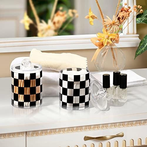 Fustylead 2 Pack Checkered Q-tip Holder Dispensers
