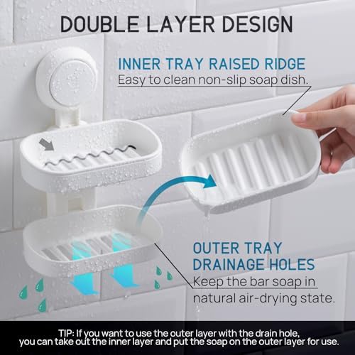 LEVERLOC Double Layer Suction Soap Dish Holder 1
