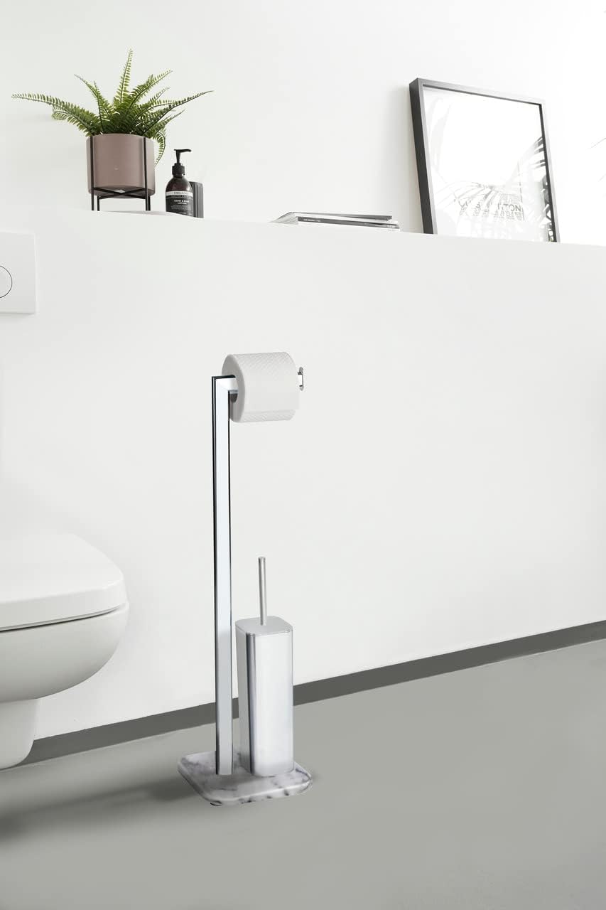 Wenko Toilet Brush with Marble Holder Onyx Steel WhiteSilver