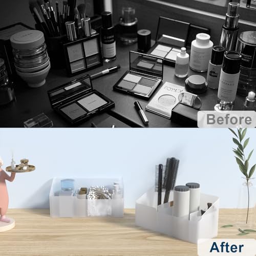 2 Pack Clear Makeup Organizer with 4 Compartments