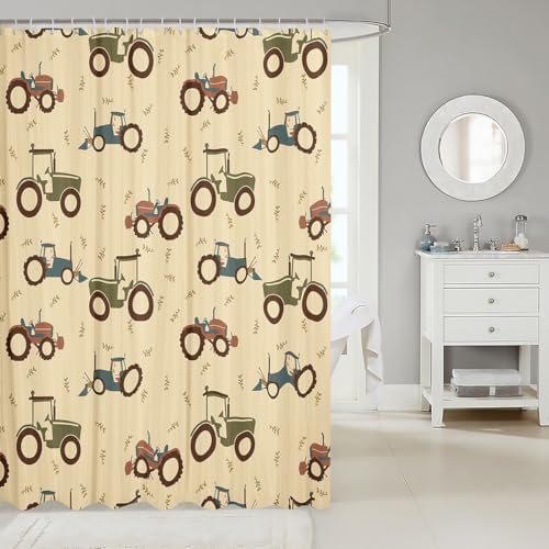 Feelyou Excavator Car Shower Curtain Set 72x84 1
