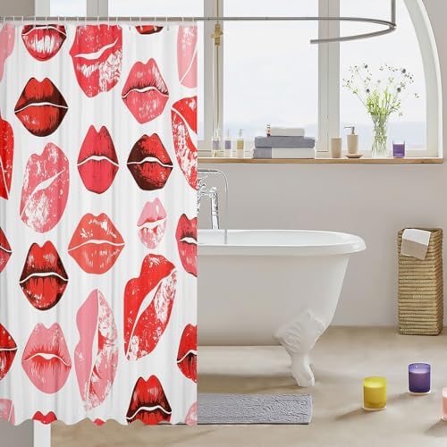 jejeloiu Kiss Shower Curtain Set 72x72 Kids Bathroom Decor
