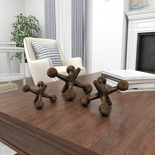 Deco 79 Gold Weathered Metal Statues Set of 3
