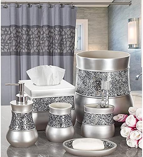 Crackled Glass Bathroom Tumbler - Stylish Water Mouthwash Holder