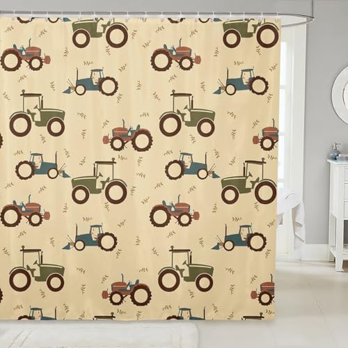 Feelyou Excavator Car Shower Curtain Set 72x84 1
