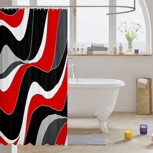 Feelyou Abstract Wave Kids Shower Curtain Set 72x72