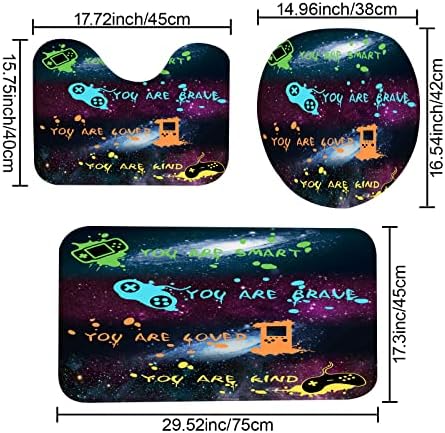 ALEXEX 4 PCS Star Outer Space Kids Shower Curtain Set with 12 Hooks