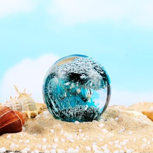 YWHL Hand Blown Crystal Wave Ball Decor