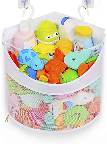 Ligereza Baby Bath Toy Organizer - Quick Drying Mold Proof Corner Suspension Holder Large Capacity Shower Caddy White
