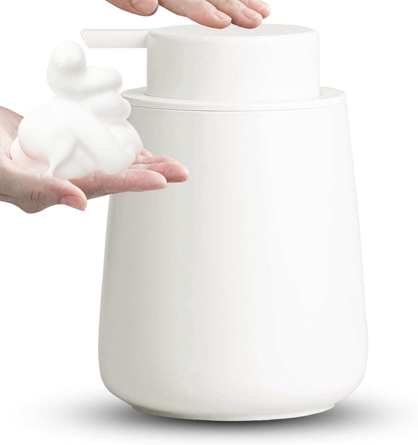 AZMOYAC Matte White Ceramic Foaming Soap Dispenser 12 Oz