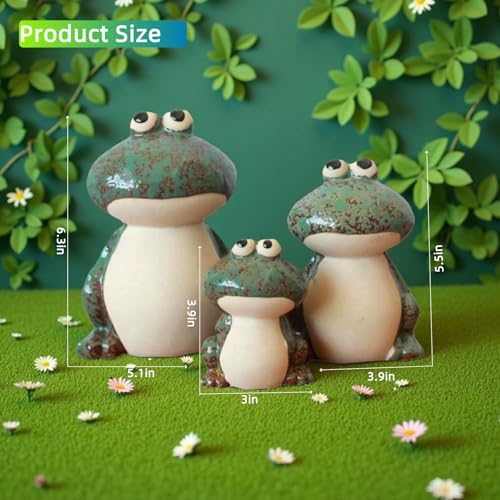 Cute Ceramic Frog Garden Statues Set of 3