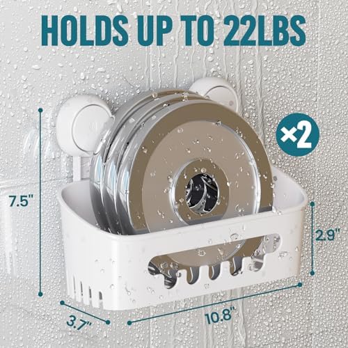 TAILI 2 Pack Heavy Duty Shower Caddy Suction Cup Organizer