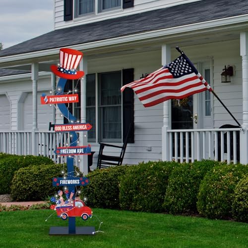 Yousoontic 45 Patriotic Wooden Yard Stake Sign